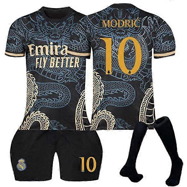 Maillot de football Real Madrid Dragon Black Édition Spéciale 23-24 pour enfant, n° 10 Modric 24