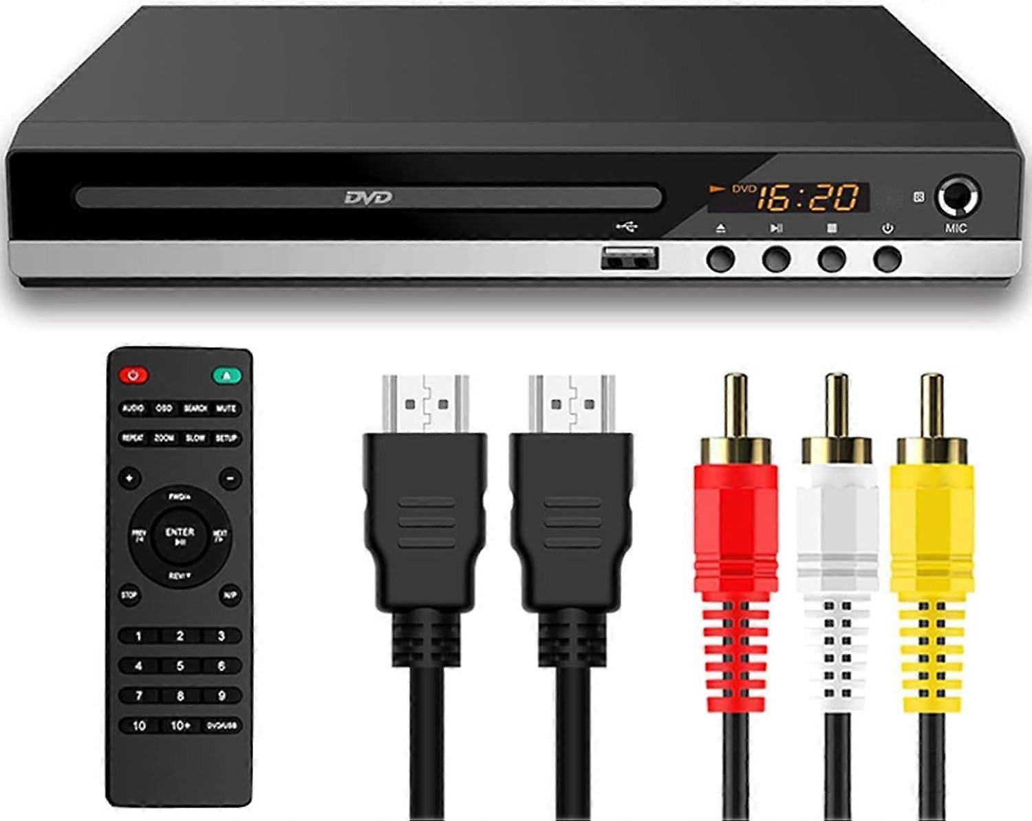 DVD Player for TV with HDMI Full HD 1080P, USB Port, AV Port, CD Player with Microphone Jack for Home Use