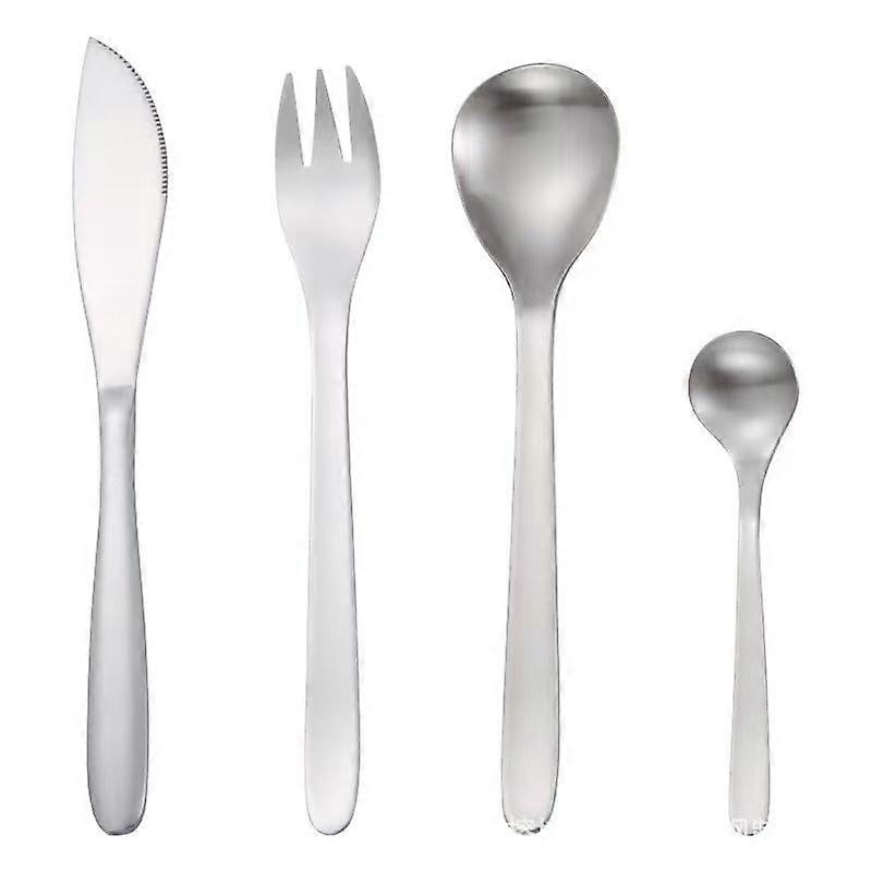 4 PCS Silver Dinnerware Stainless Steel Set Cutlery Spoon Fork Knife Teaspoons Sliverware Set Flatware Kitchen Tableware Set