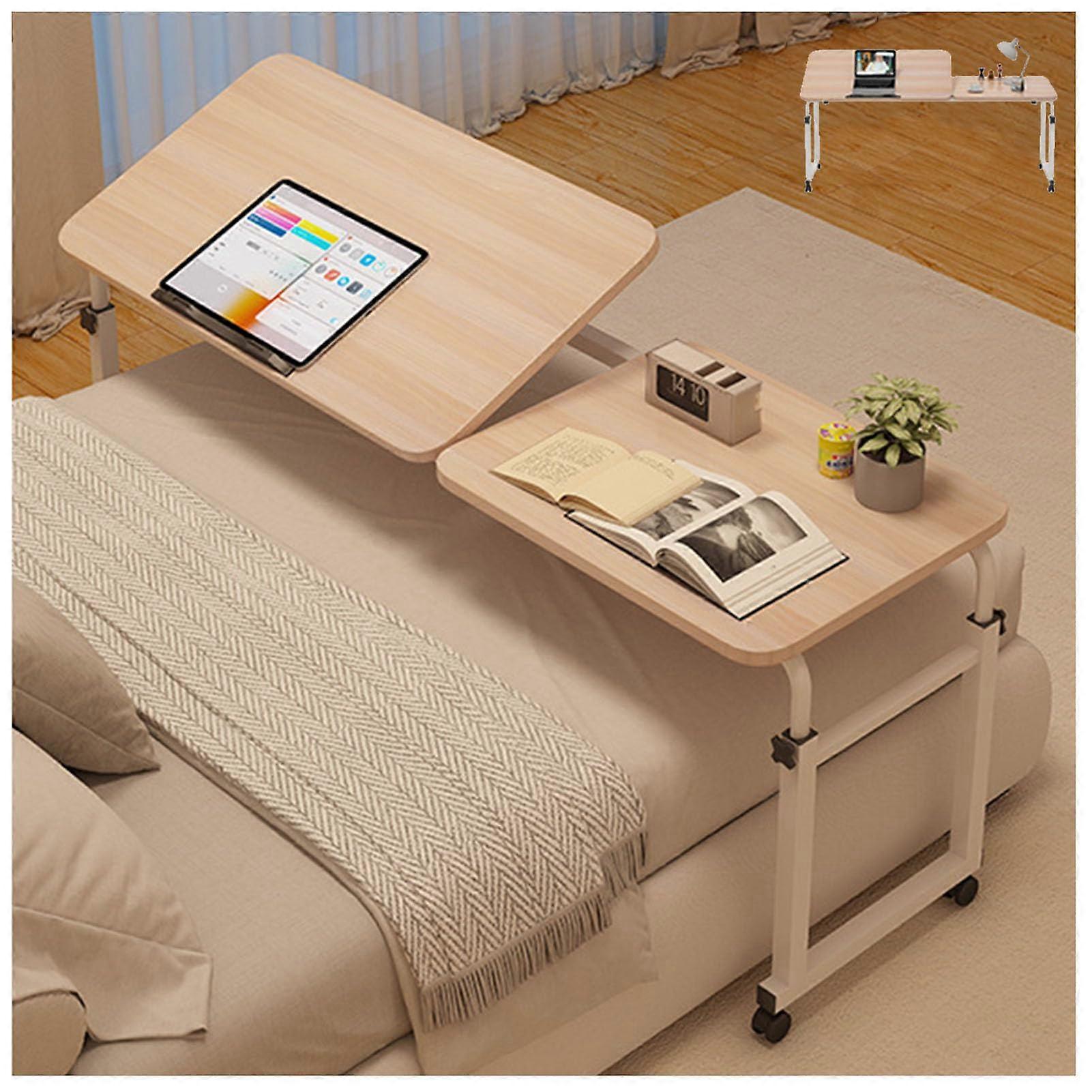 Overbed Table with Wheels Adjustable Height and Length, Tiltable Laptop Bed Desk for Home and Hospital