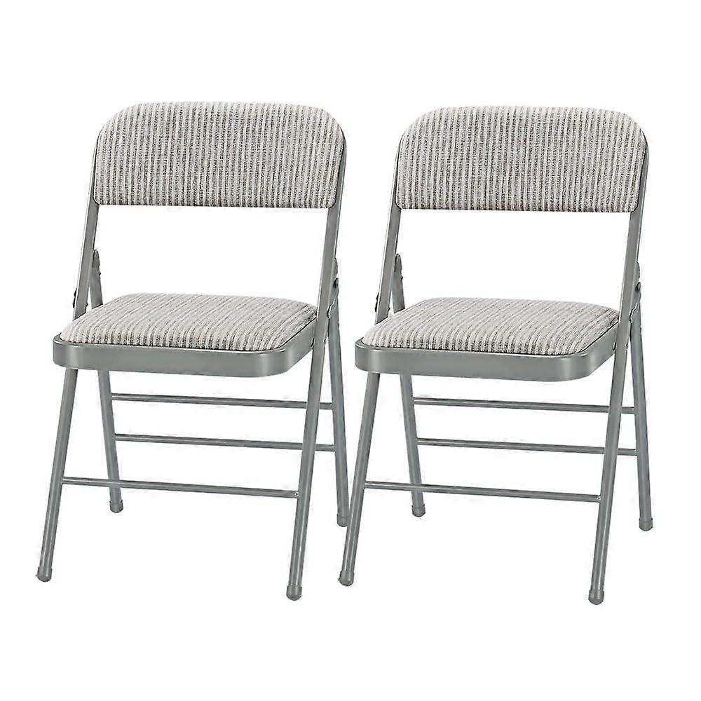 2 Pack Padded Metal Folding Chairs with Durable Steel Frame for Home and Office – White