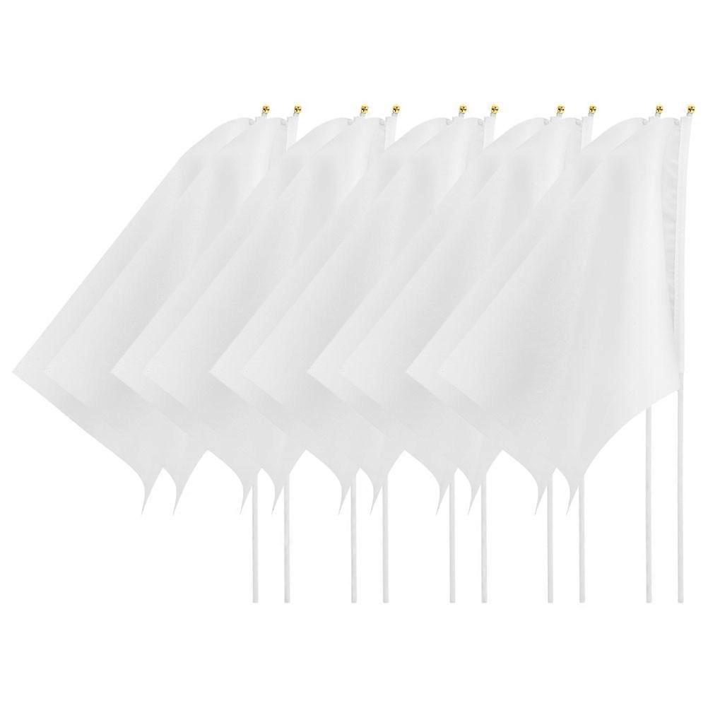 Blank Flags DIY Handheld Flag for Party 10Pcs White Competition Flags