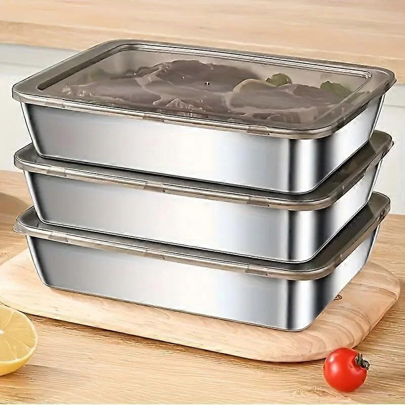 5 Piece Stainless Steel Food Storage Containers with Leak Proof Lids, Stackable Lunch Box Set