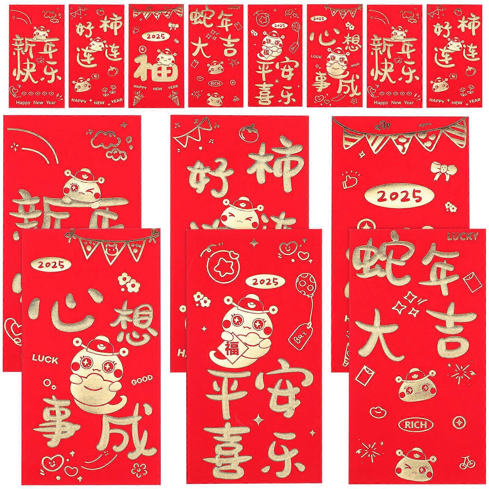 Paper Red Envelopes Snake Pattern for Lucky Money 36Pcs Pack