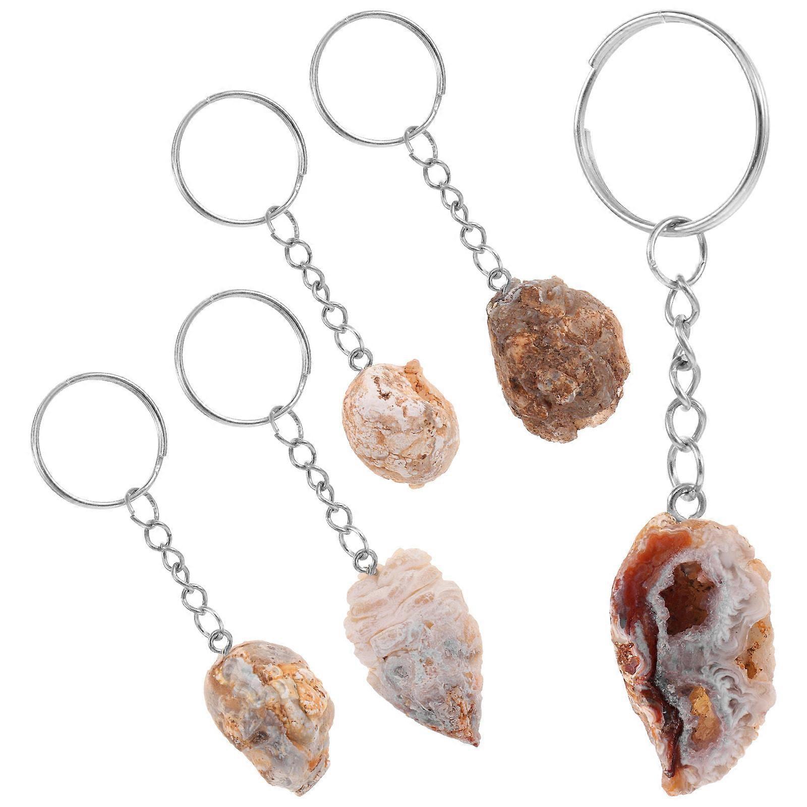 Agate Keychain Pendant for Decor 5Pcs Assorted Rings Stone Accessory