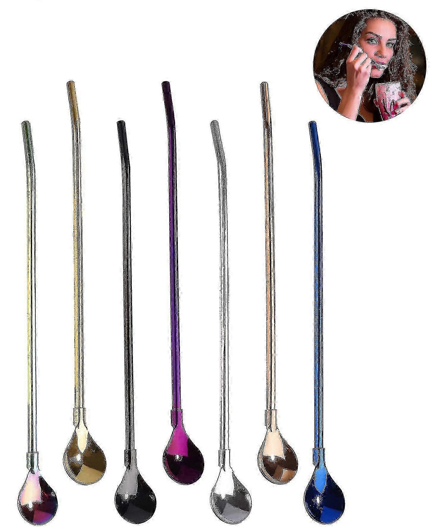 Straws Spoons Reusable Stainless Steel Drinking Straws Spoons 2025