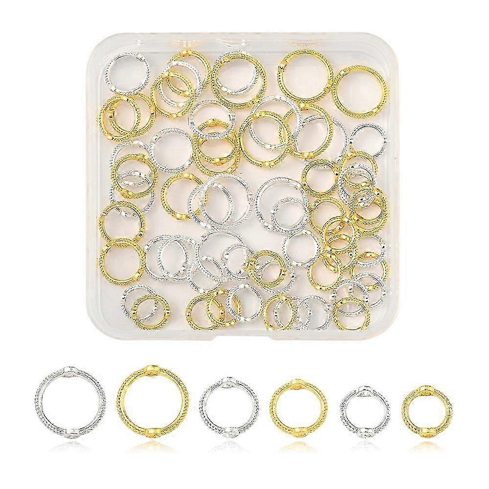 2026 Craft Beads 60Pcs 3 Styles Rack Plating Alloy Bead Frames Round Ring