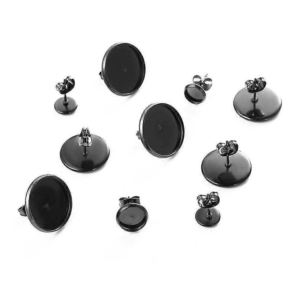 Black Ear Studs Base Stainless Steel for Earring Making Accessories 10Pcs