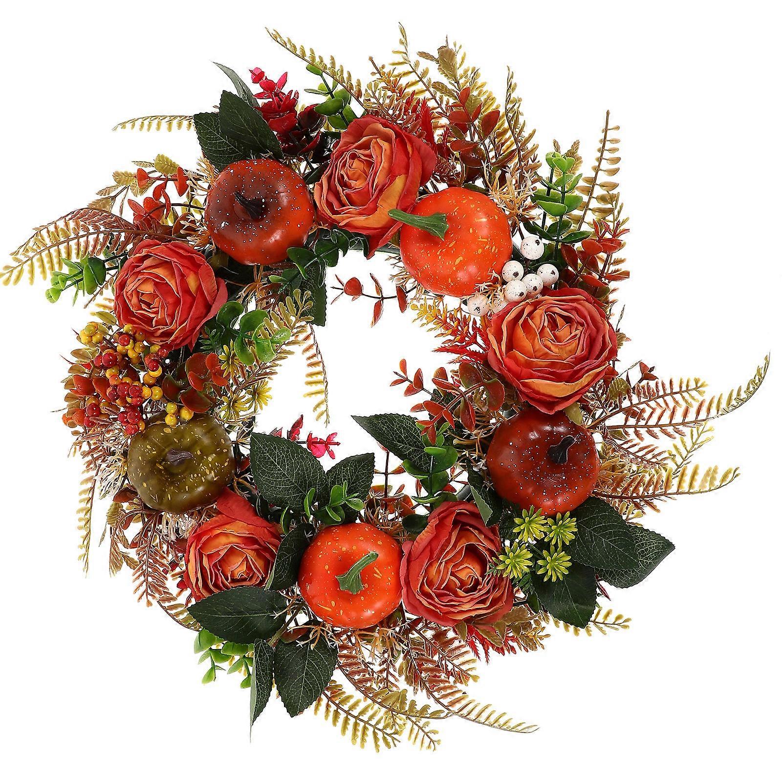 Front Door Fall Decorations Multi-Colored Plastic Wreath For Wedding Festive Party 40x40cm 1Set