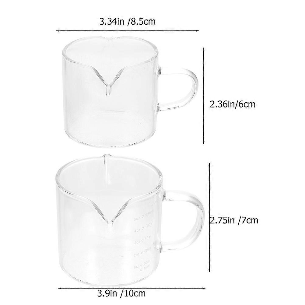 Glass Measuring Cup Double Spout Milk Pitcher for Drinking 2Pcs Transparent