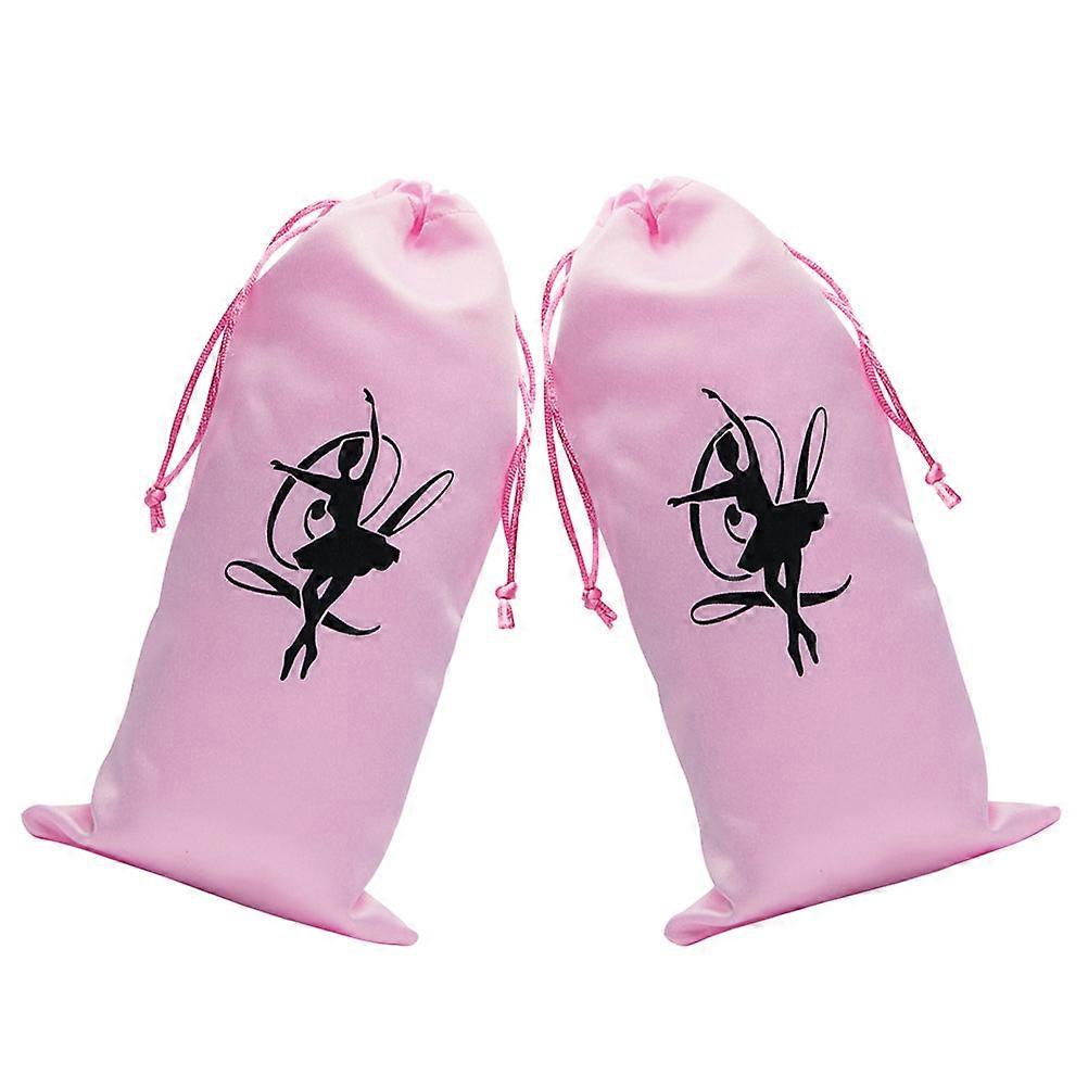 Pink Ballet Shoe Bag Drawstring for Dance Shoe Storage 10Pcs Satin Material