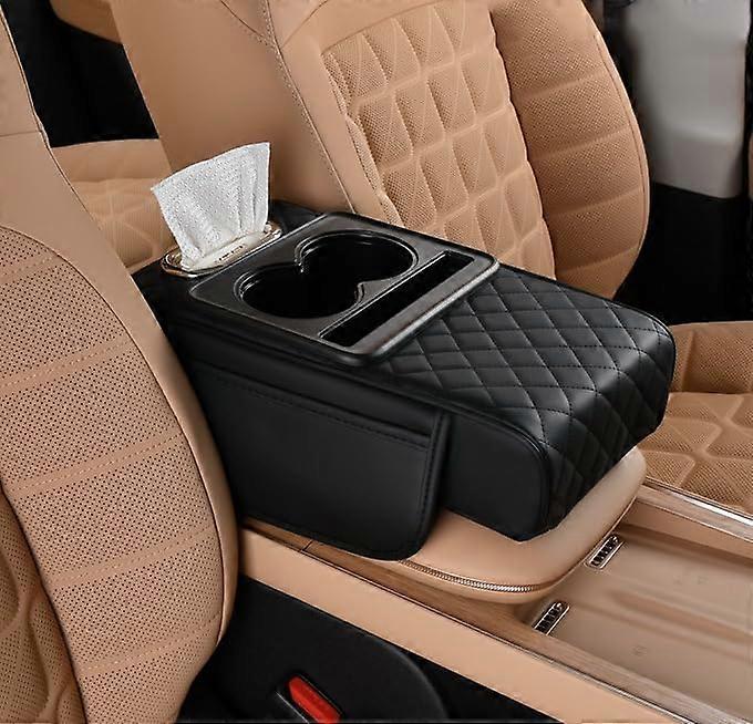 Leather Car Armrest Storage Box Console Organizer with Cup Holder for Renault Modus 20042012