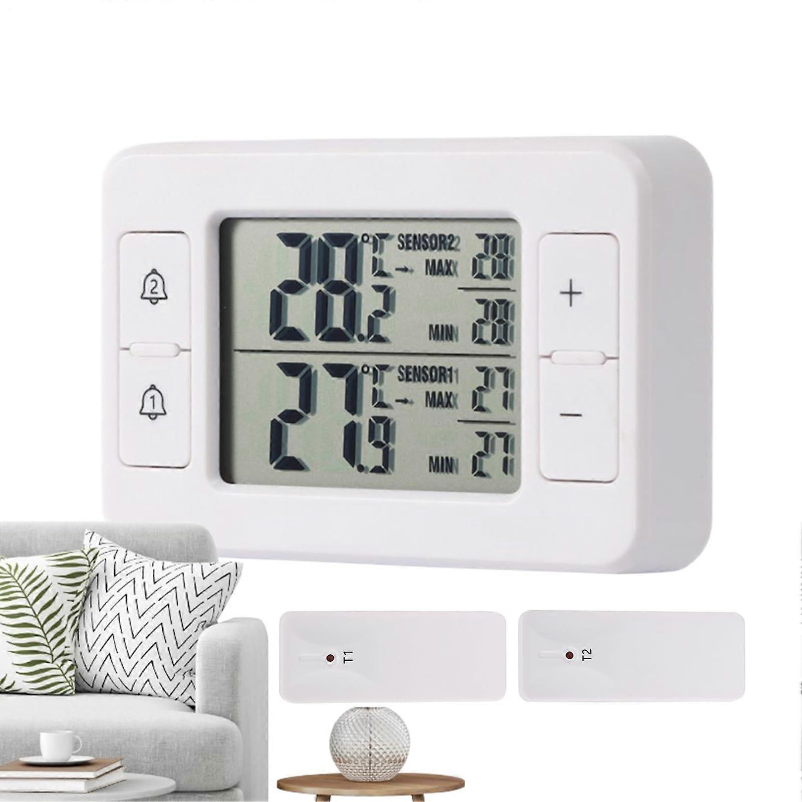 Wireless Fridge Thermometer with Alarm, Digital Dual Sensor for Refrigerator and Freezer Storage