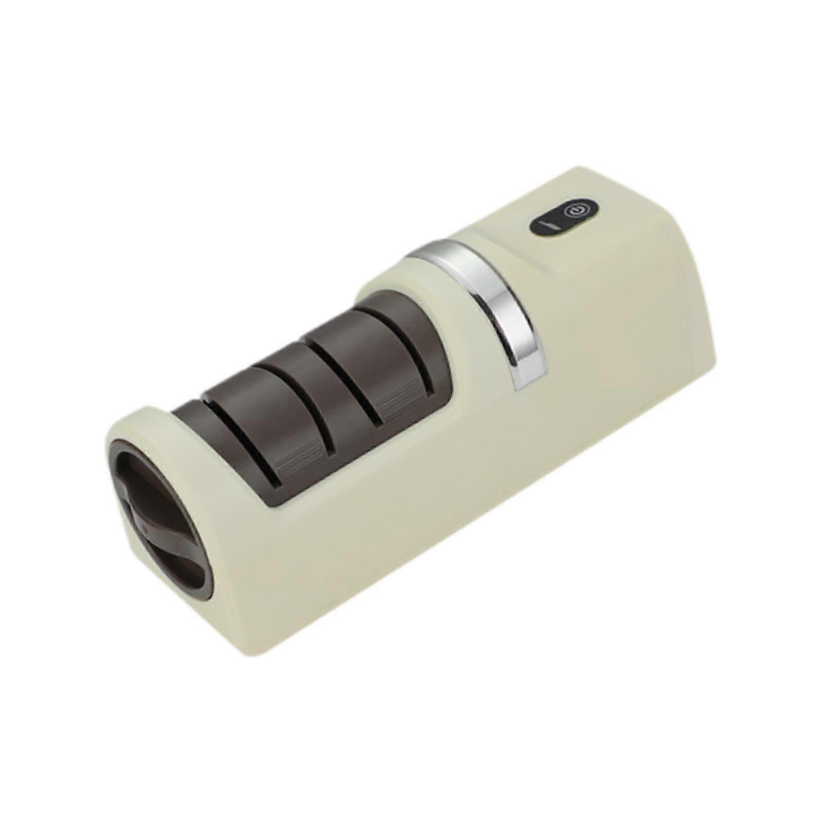 Electric Knife Sharpener with Dual Sharpening Modes for Kitchen and Outdoor Tools, White