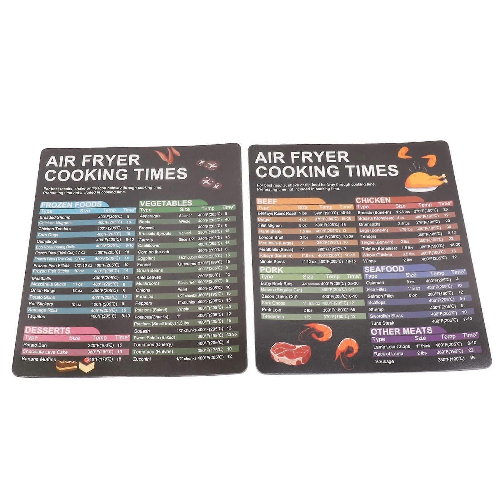Air Fryer Accessories Magnetic Cooking Times Chart with Clear Quick Reference Guide Set