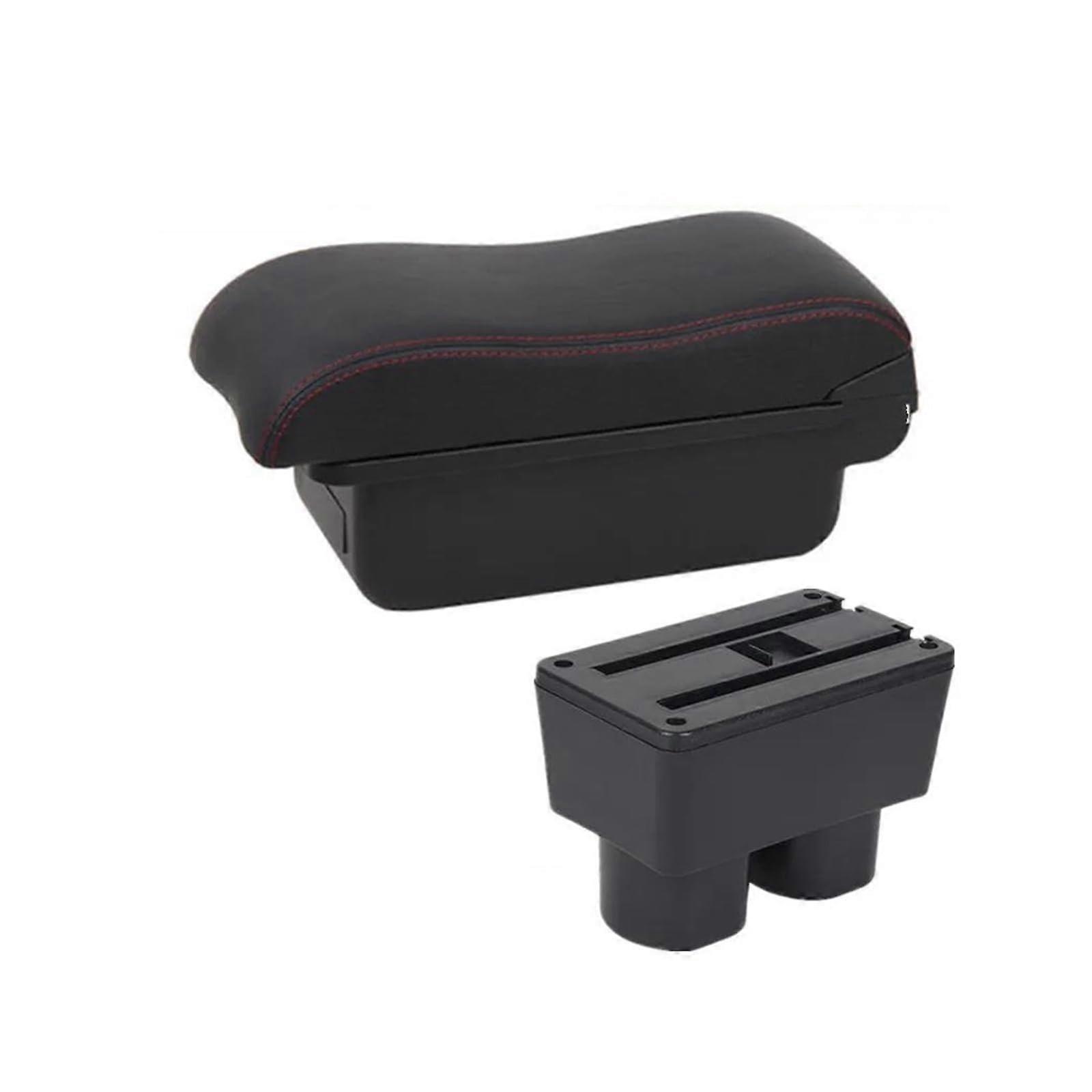 Car Armrest Storage Box with USB for Ford Ka Plus, Leather Center Console Organizer