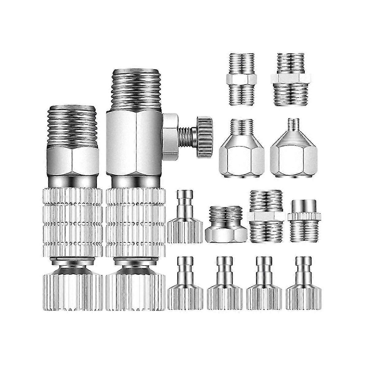 16pcs Airbrush Adapter Set Airbrush Quick Release Coupling Disconnect Adapter Kit Fitting Connector