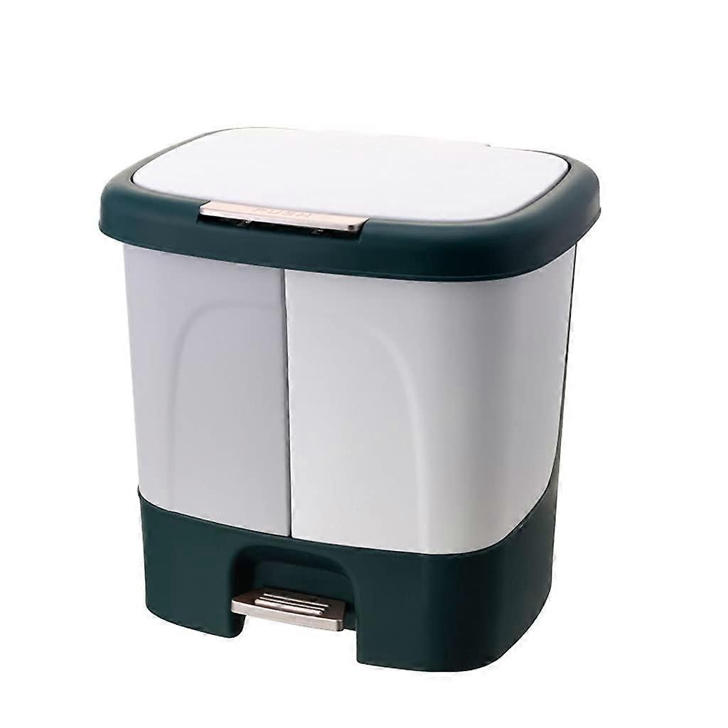 Dual Compartment Trash Can with Foot Pedal and Lid for Kitchen Office Garbage Sorting