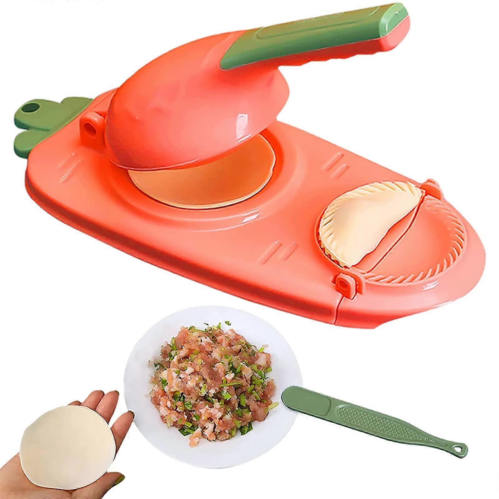 2 in 1 Dumpling Maker Press Mold, Plastic Dumpling Skin Wrapper Tool for Easy Kitchen Use, Pink