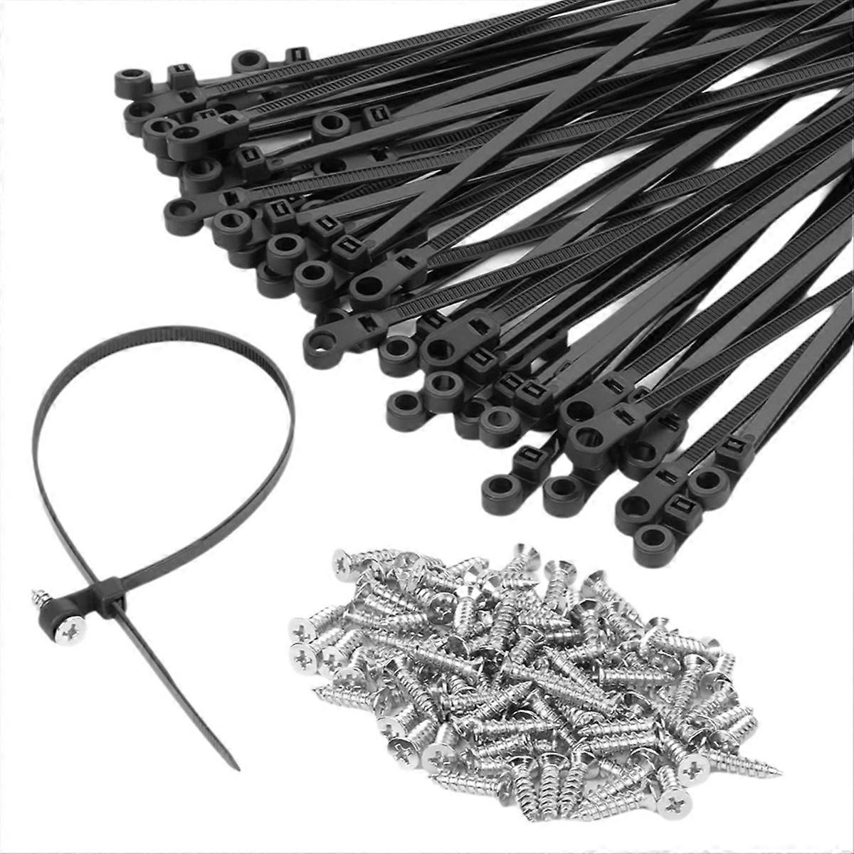 12 Inch Cable Ties (100 Pack) Zip Ties with Screw Mounting Hole