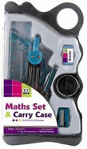 Geometry Set with Carry Case, Complete Maths Tools Kit for Students, Durable Blue Design