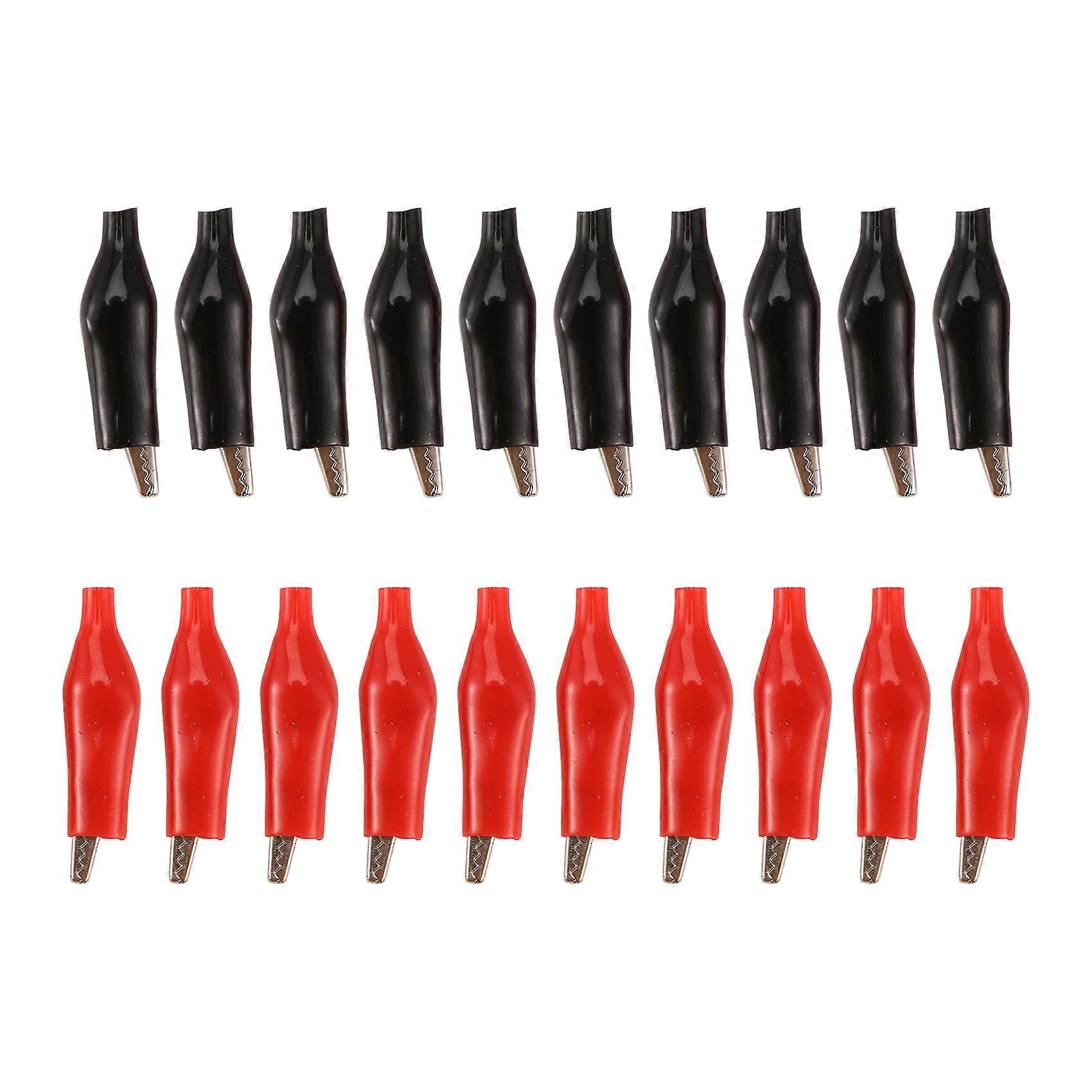20 Pcs Black Red Soft Plastic Coated Testing Probe Alligator Test Clip