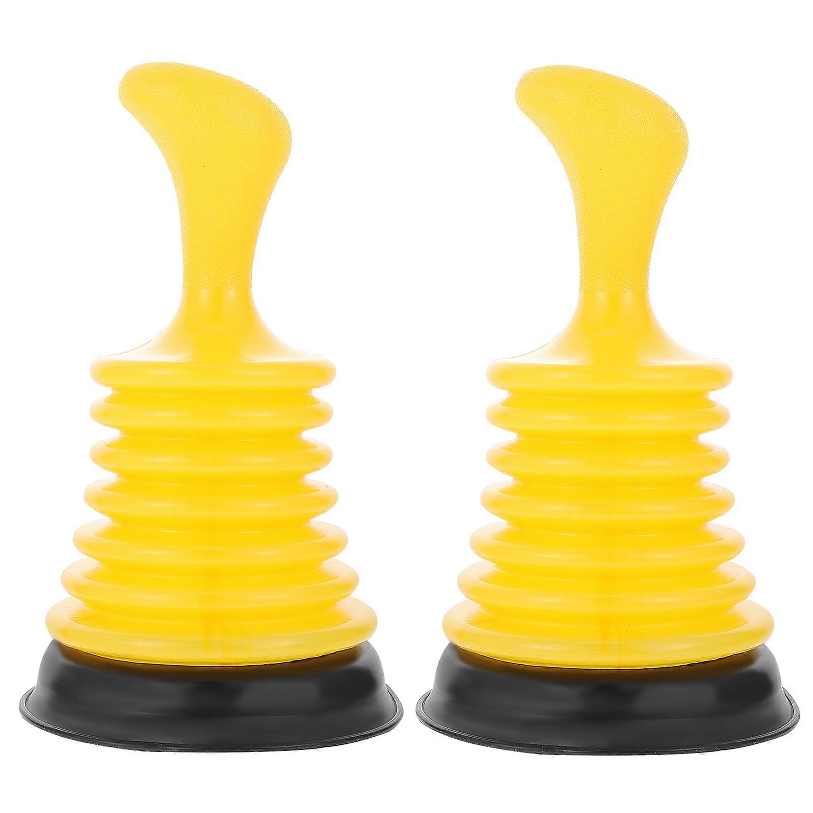 Yellow Sink Plunger Practical Drain Plunger for Bathroom 2Pcs Set