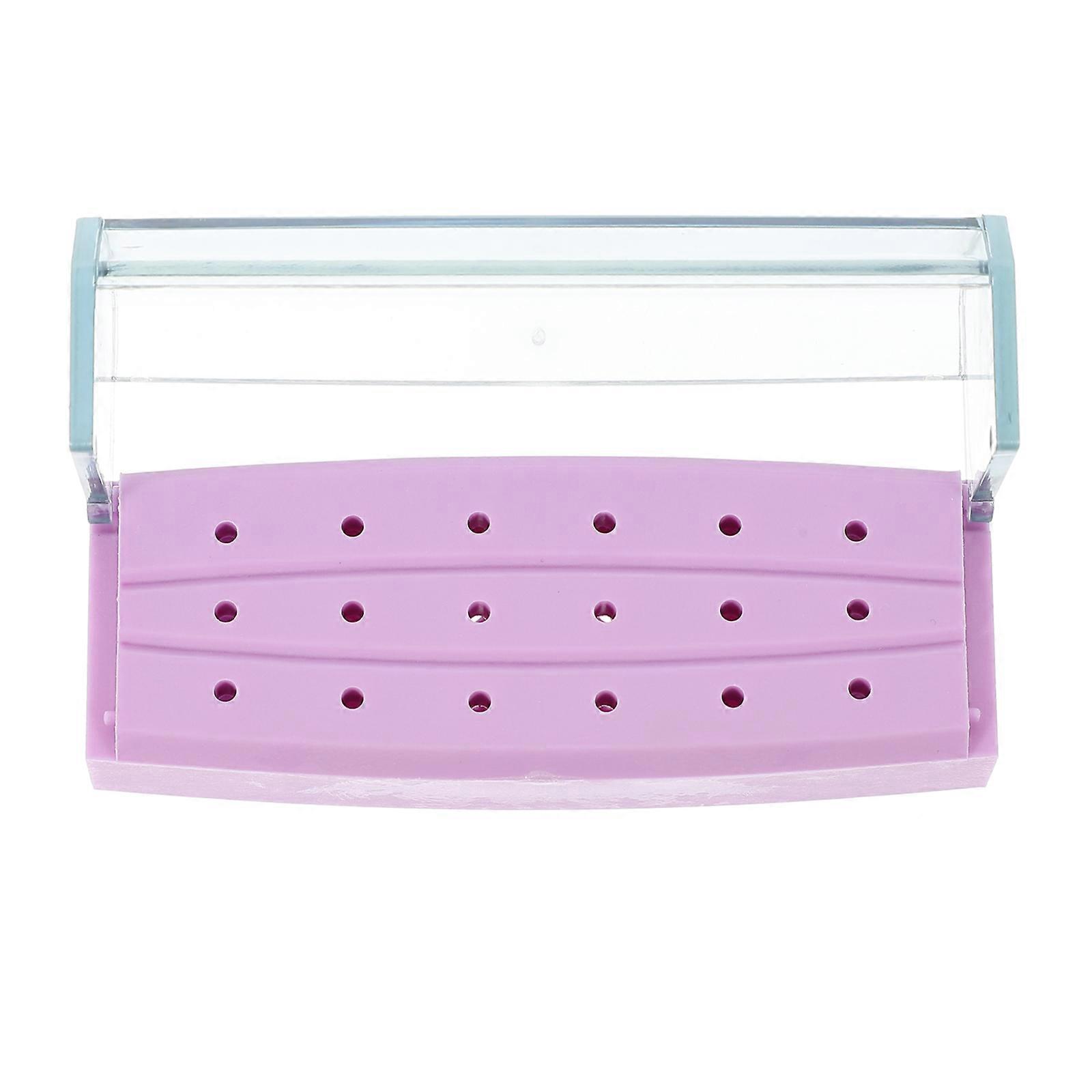 Nail Polishing Head Box for Storage Plastic Violet Drill Bits Holder