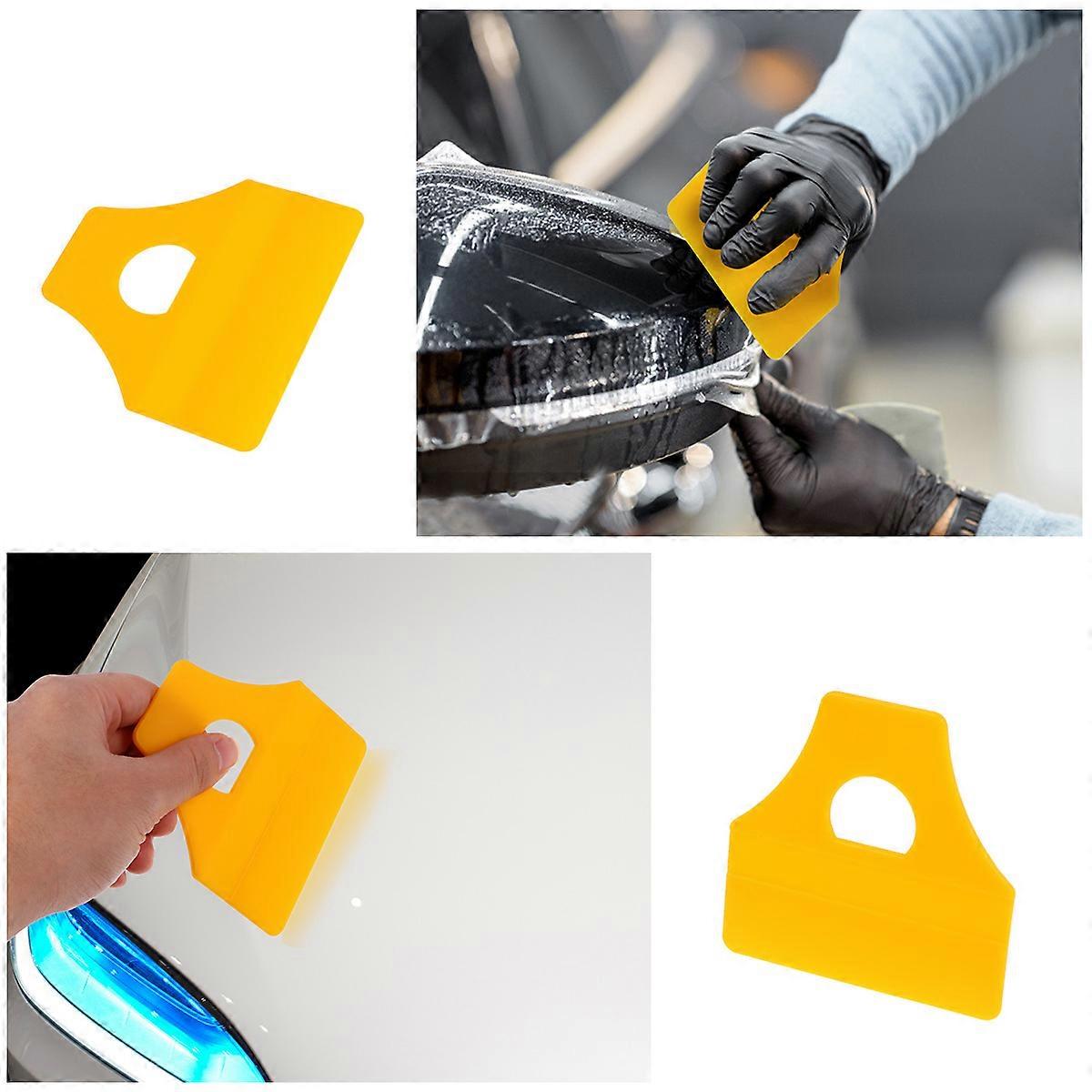 Decal Applicator Plastic Mini Squeegee Square Yellow for Scratch-Free Use 5Pcs