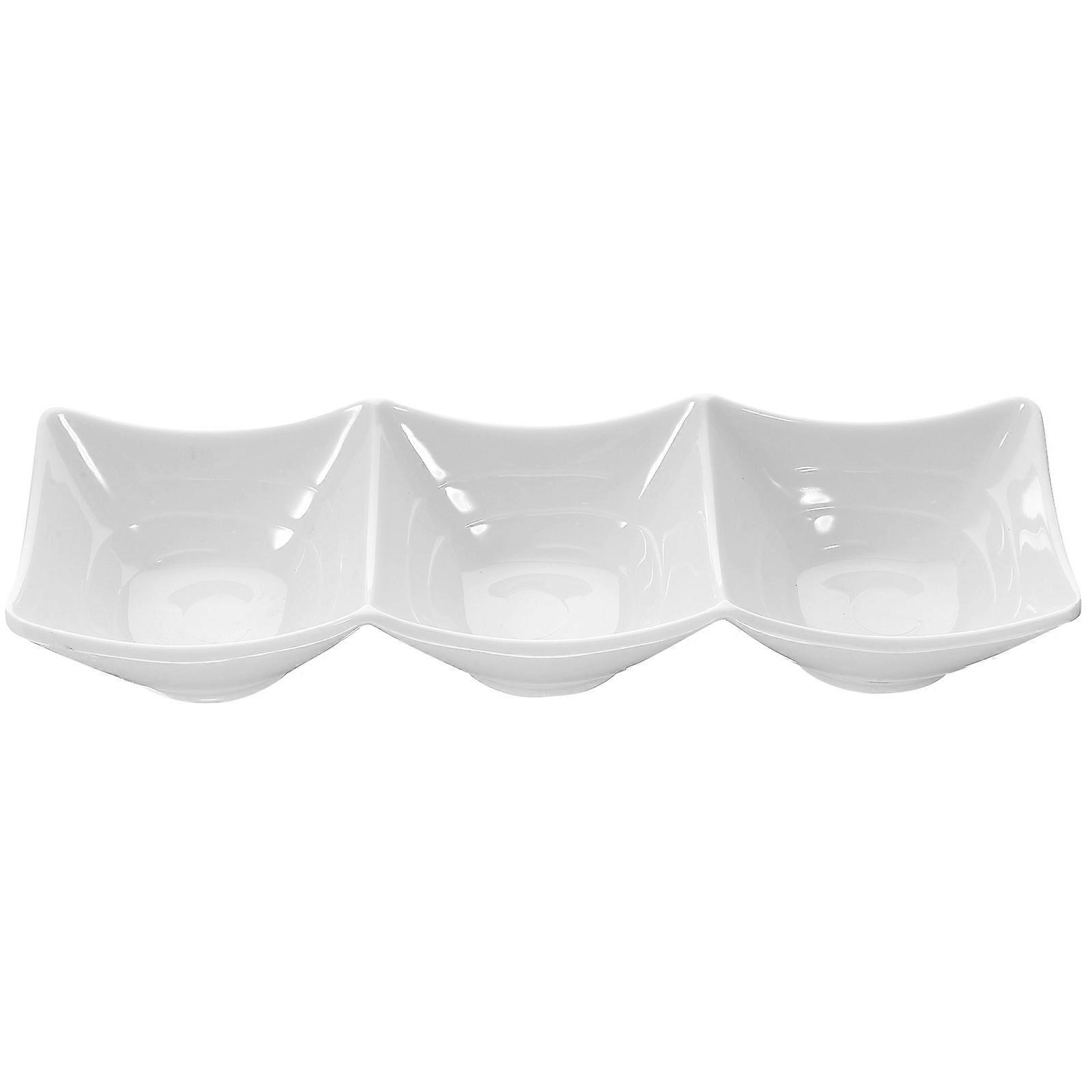 Black Practical Sauce Dipping Tray with Three-Grids for Storage