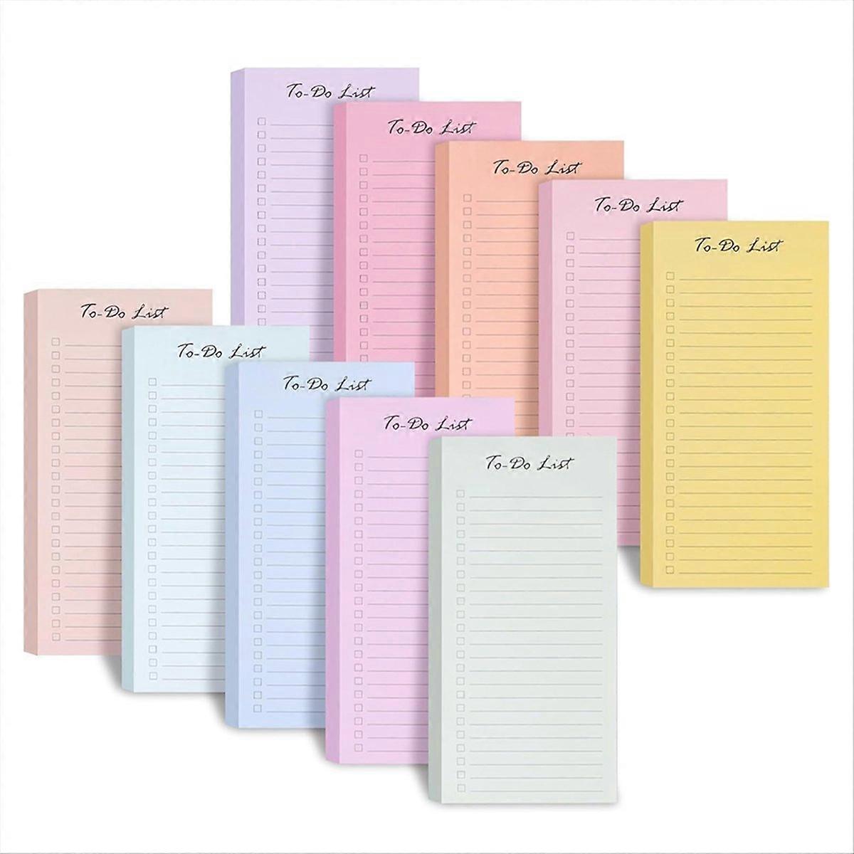 10PCS to Do List Sticky Notes,8.5x3.7Inch, 500 Sheets,Assorted Colors