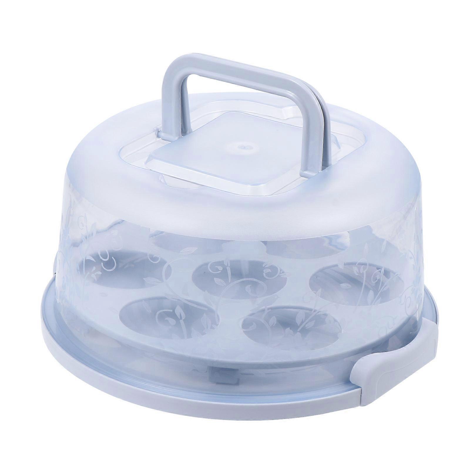 Birthday Cake Box for Wrapping 1Set Handheld Blue Plastic Storage Case