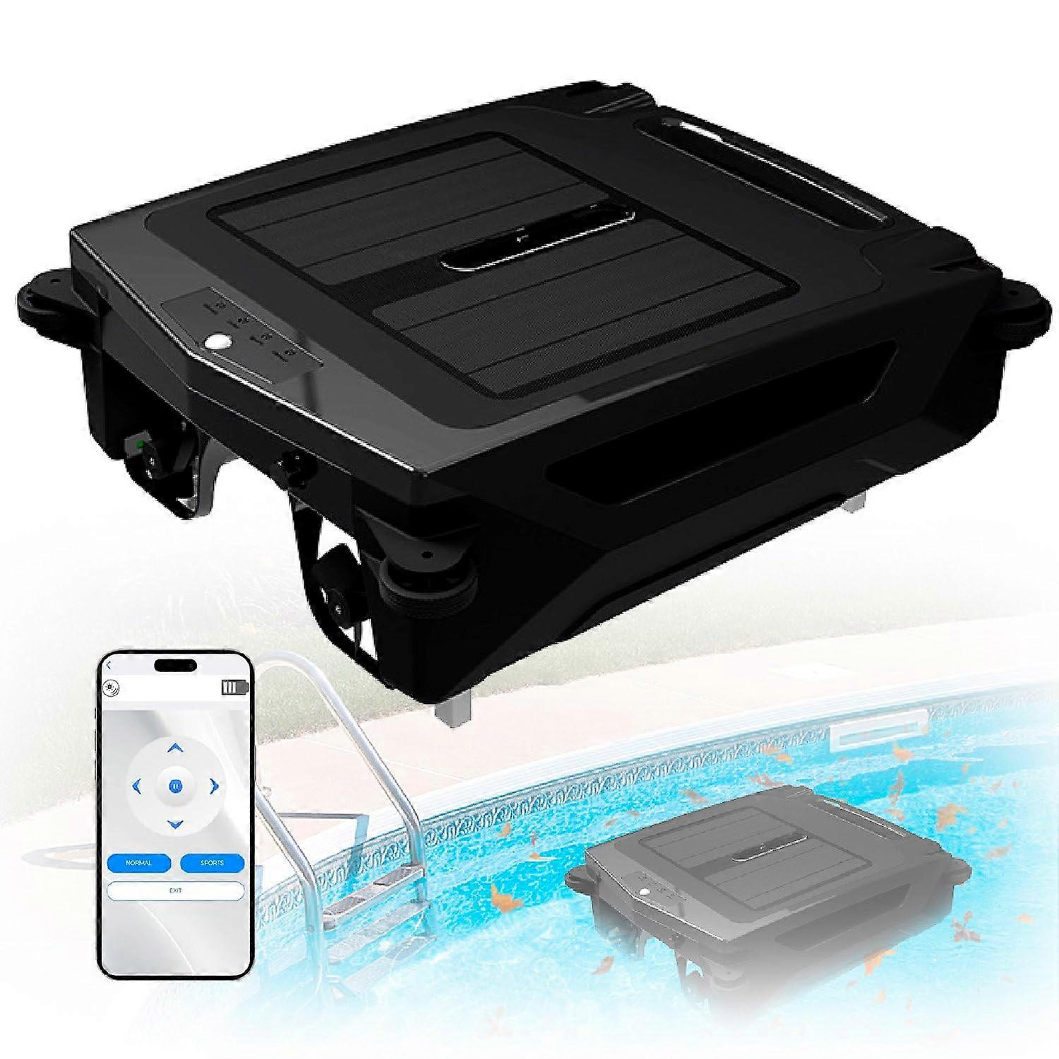 Automatic Pool Cleaner Robot with Dual Charging, Solar Powered Skimmer, Bluetooth Control, IPX7