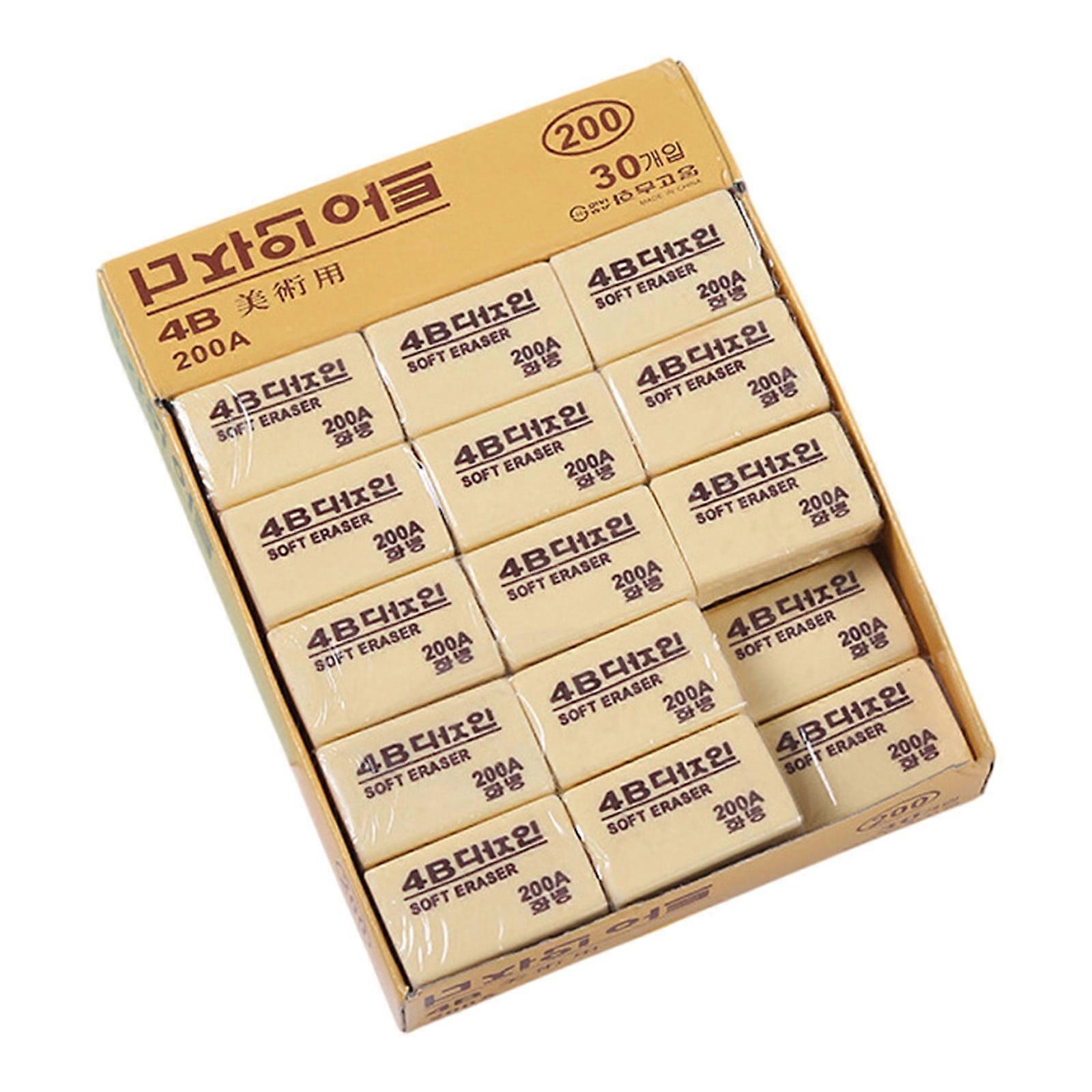 High-Quality 4B Erasers for Drawing - Soft, Paper-Friendly, Efficient Erasing Performance - 30 Pack