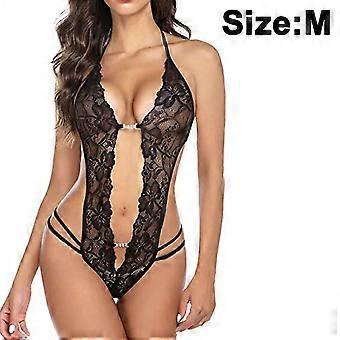 Naiset Yksiosainen alusvaatteet Seksikäs Pitsi Body Deep V Teddy Babydoll Naisten Läpinäkyvä sling läpinäkyvä pitsi mesh setti