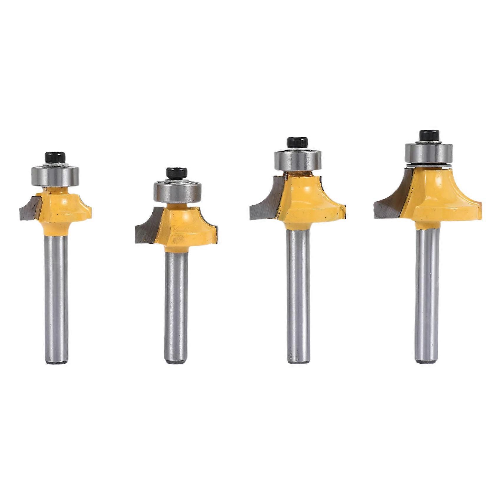 4Pcs 1/4 polegadas Shank Round over Router Bits canto arredondamento Edge-Forming Edge-Forming Conjunto de ferramentas, 5/16 polegadas