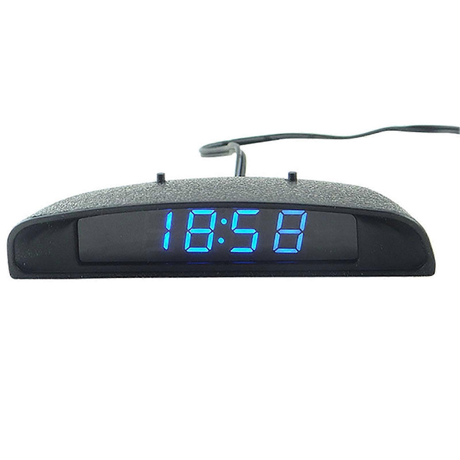 3-in-1 Car Electronic Clock LED Display Thermometer Voltmeter Sun Visor Mount