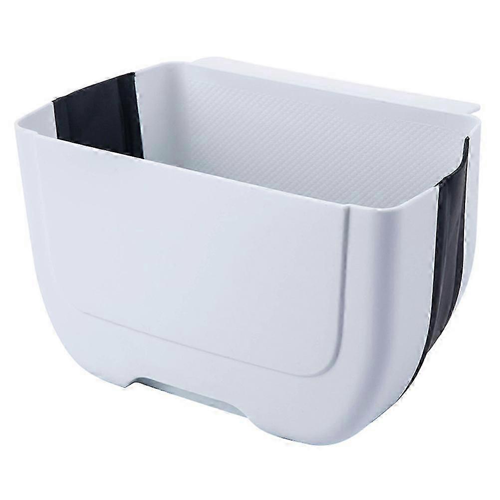Hanging Kitchen Garbage Can Foldable Trash Bin for Storage White Plastic