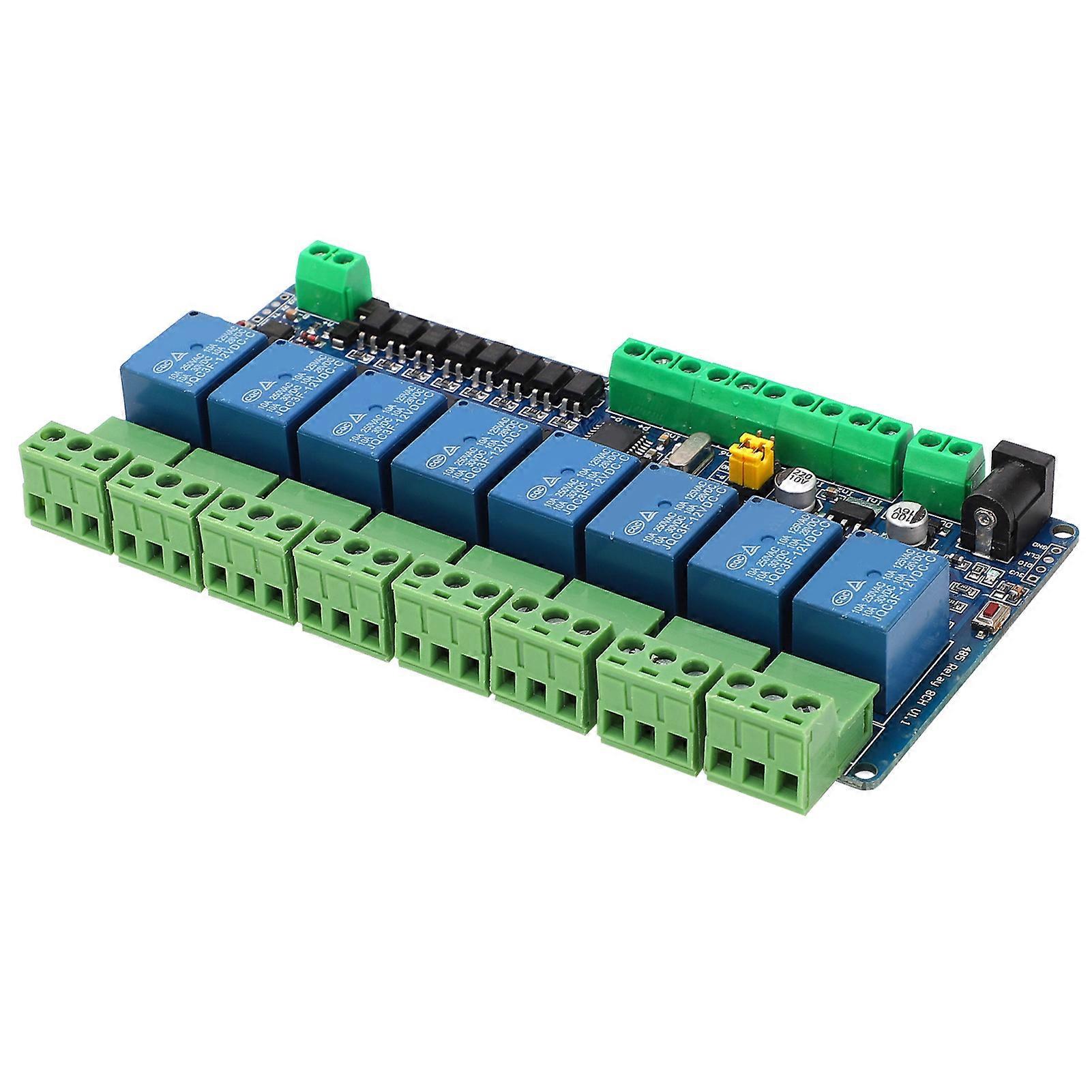 8 Channel Relay Module 8CH Input Output RS485 TTL Communication Interface DC 12V