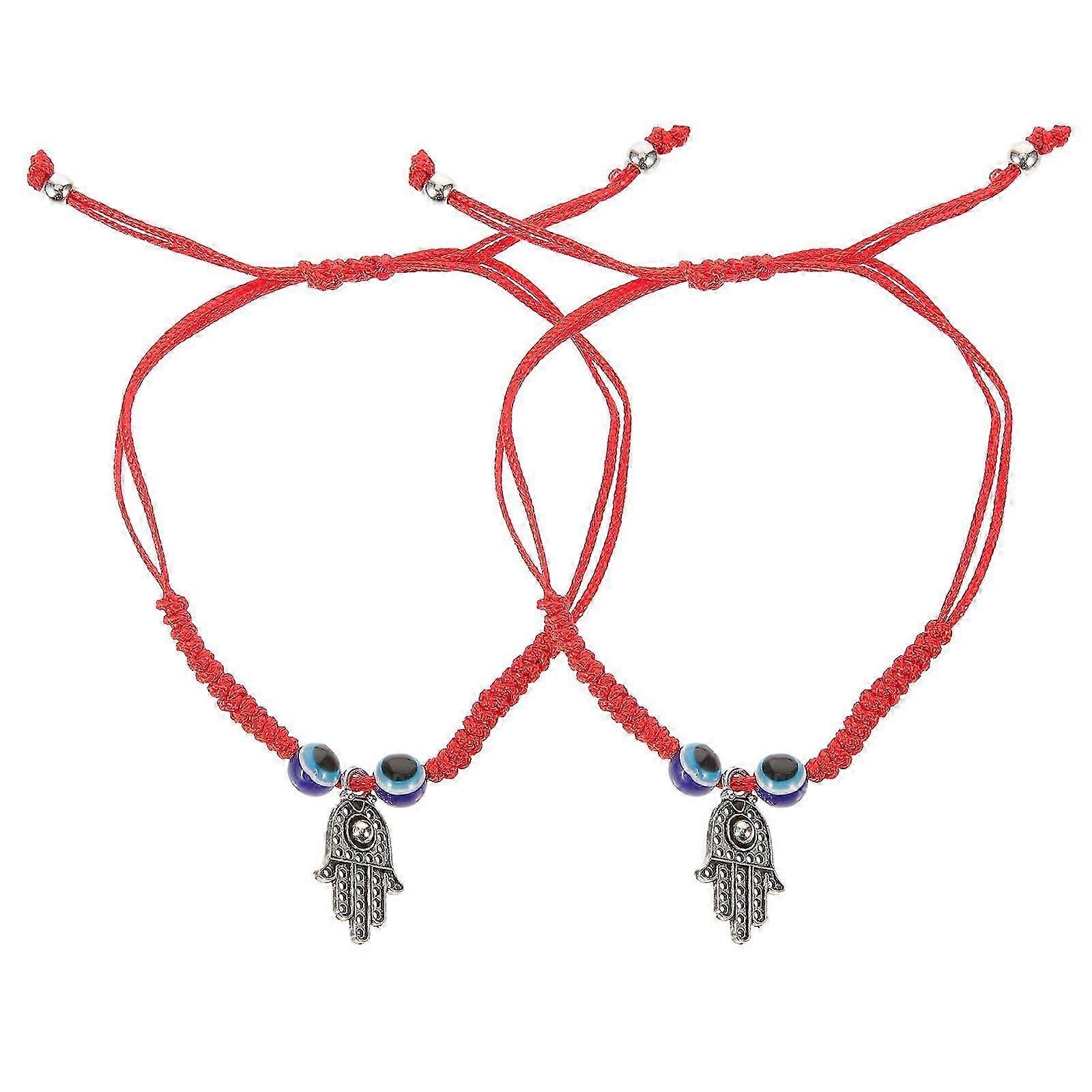 Evil Eye Bracelet Red String Adjustable Rope Bracelet for Decoration 2Pcs