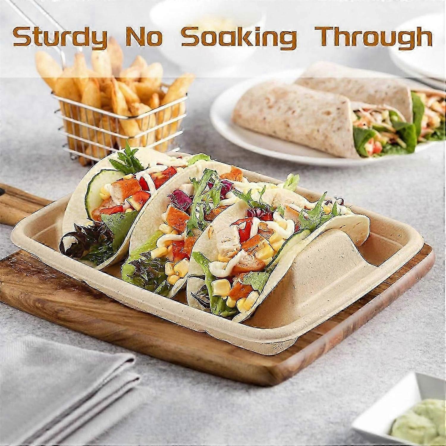 50 Pieces Biodegradable Disposable Taco Holder