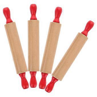 4pcs Kids Pretend Kitchen Toy Mini Rolling Pins for Baking Dough and Clay Small Dough Roller Children Kitchen Play Set