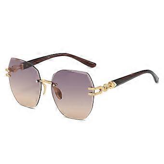 Oversized Oval Rimless Western Style Streetwear UV400 Sunglasses