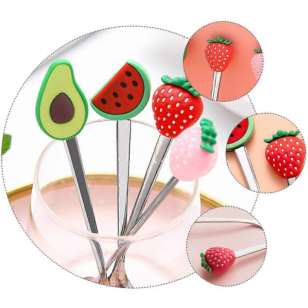 4PCS Creative Fruit Shaped Tableware Stainless Steel Fork Spoon Eating Tools