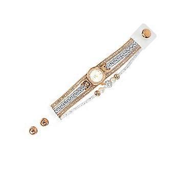 Rhinestone Women Watch Braided Wrist Watch Fashion Quartz Watch Wrist Chain White