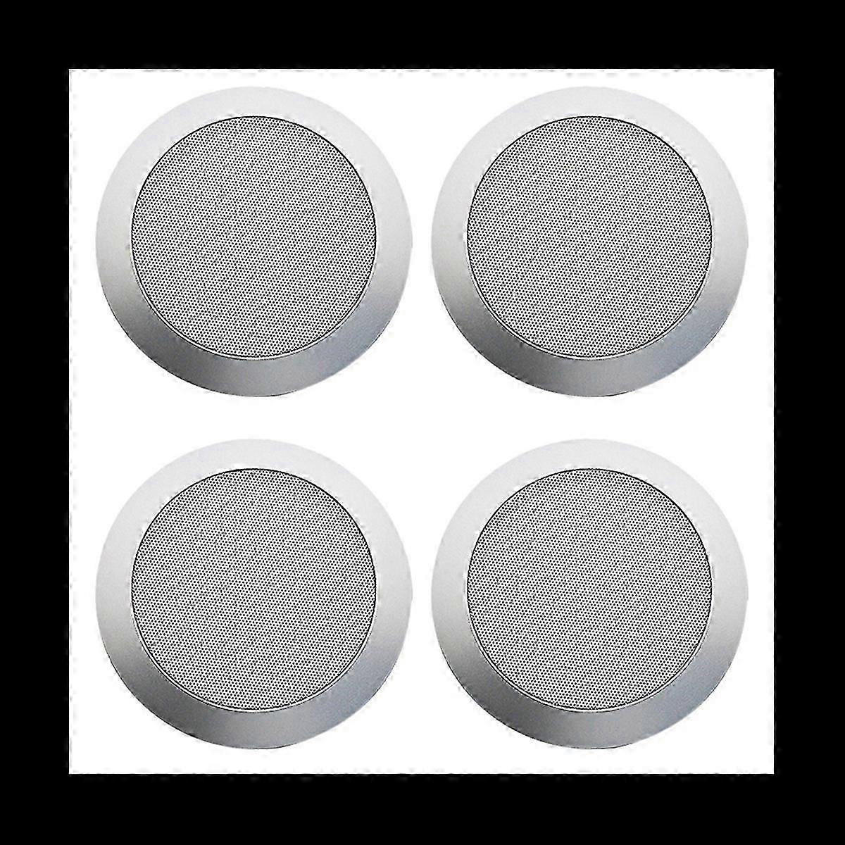 4-Pack Ceiling Speaker Grille, 4-Inch Round Metal Silver, Hidden Screw Low-Profile for Embedded Ceiling Audio Speakers