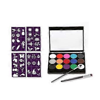 JIKAIX 1 Set Körperbemalung mit Pinsel 15 Farben wasserfest konzentriert kein Verschmieren Party Tool Wasserlösliche Weihnachten Halloween Make-up Gesichtsbemalung 