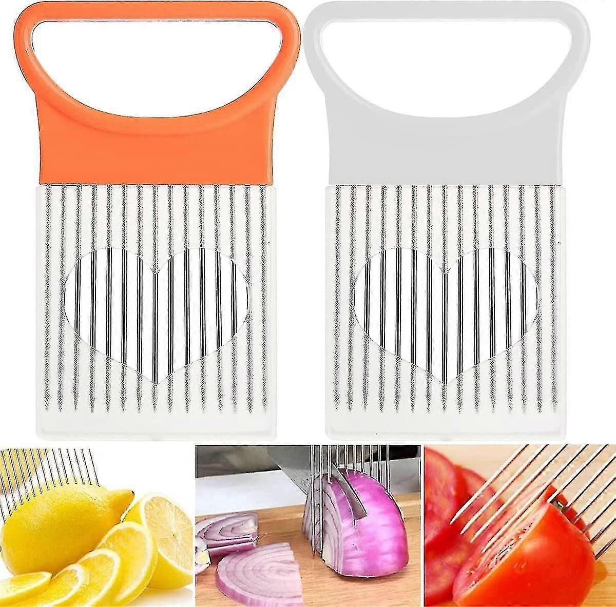 2pcs Kitchen Cutting Tool Slicer Holder (orange + White)-CE