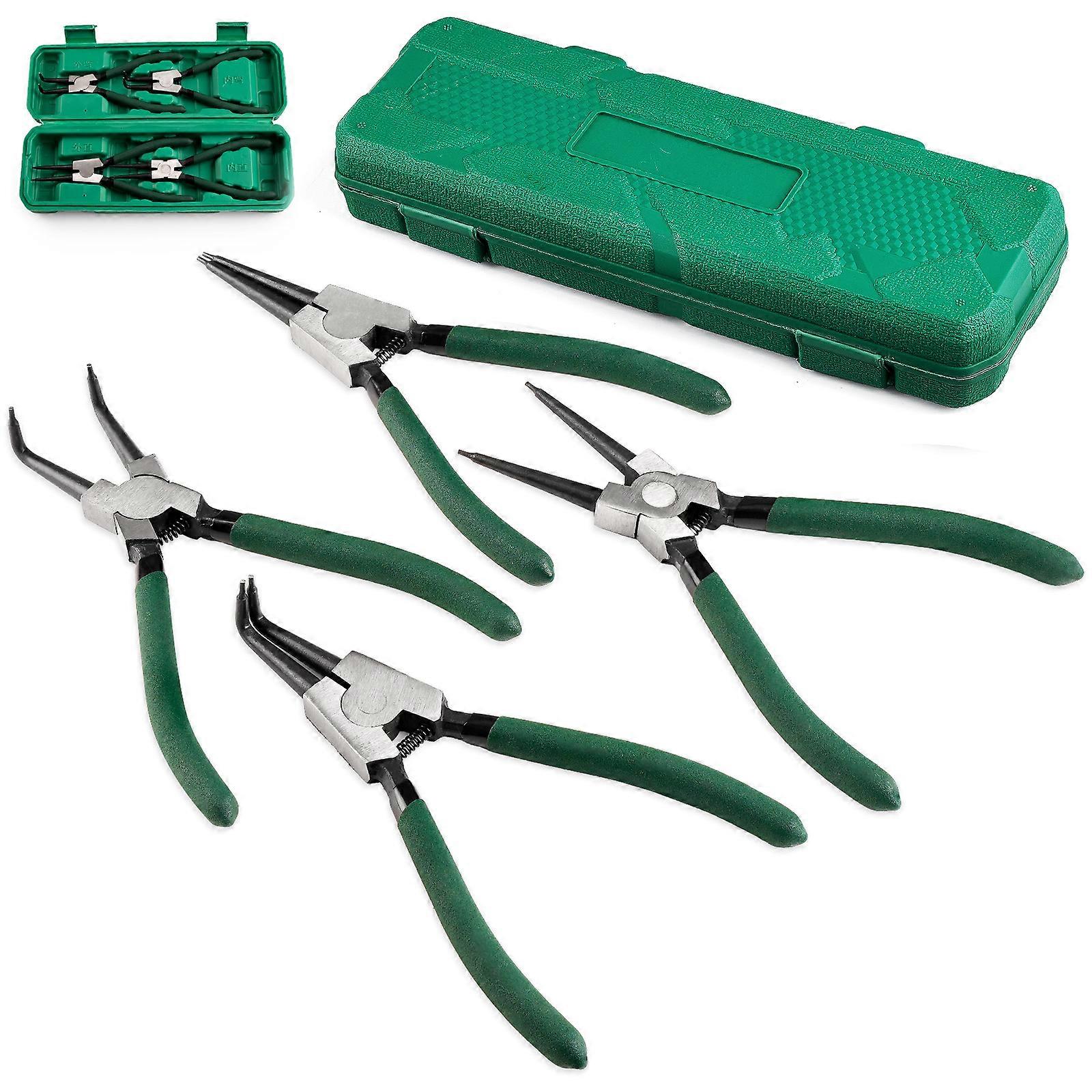SI 4Pcs Multi-function Snap Ring Pliers Set 7 Inch Internal & External Circlip Pliers Industrial Grade Retaining Ring Tools