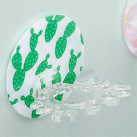 Cute Cactus Pattern Toothbrush Rack, Waterproof Adhesive Storage For Toothpaste And Shaver